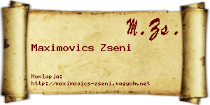 Maximovics Zseni névjegykártya